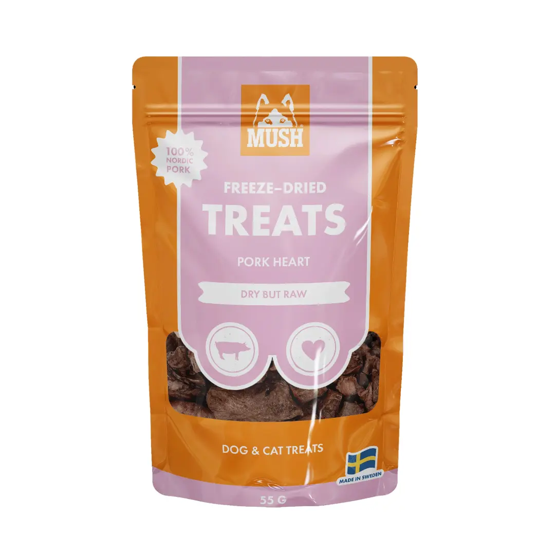 MUSH Treat Grisehjerte 55 g - naturlige hundesnacks